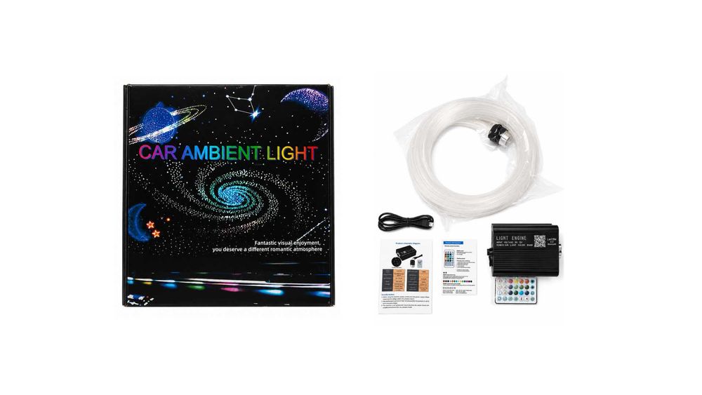 Kit fibră optică plafon înstelat auto RGB, 500 fire, efect Twinkle și Meteor, control Bluetooth prin aplicație