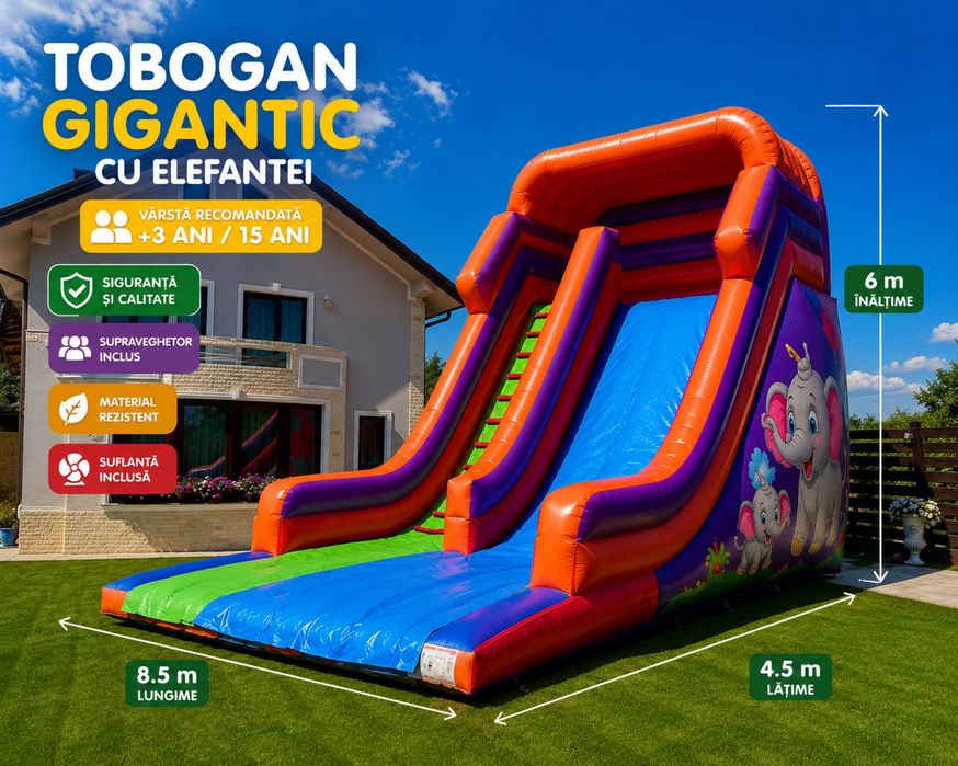 Tobogane/Topogane gonflabile/vata pe bat/panou foto/popcorn/boxa/