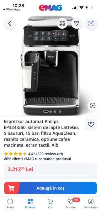 Espressor automat Philips LatteGo EP3243/50