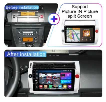 9-инчова мултимедия за Citroen C4 (2004–2010) + камера, CarPlay, GPS