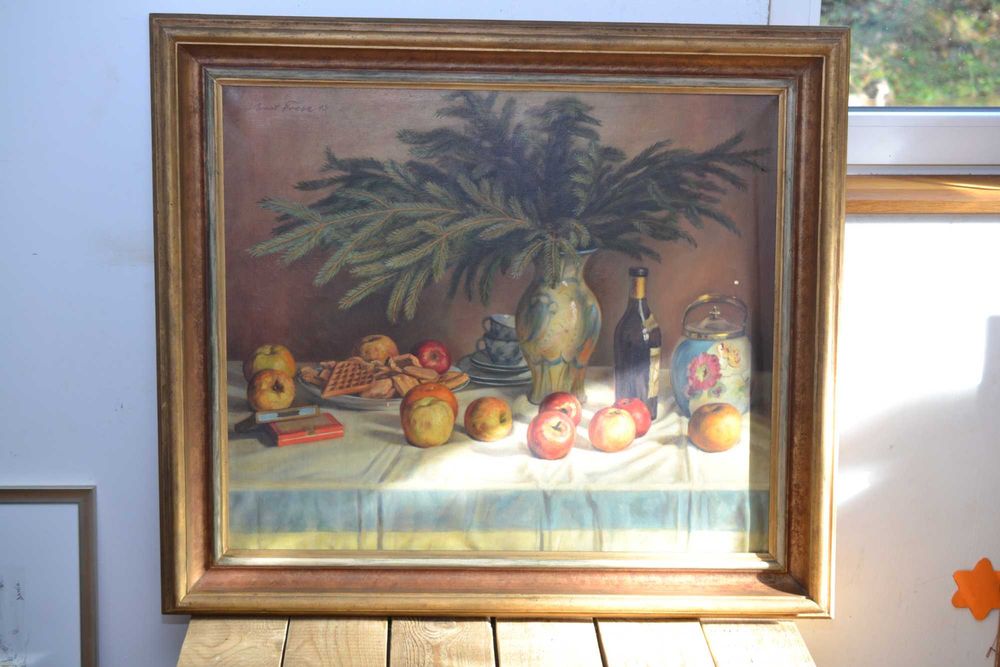 Tablou pictură ulei deosebit Ernst Frese (1943) Natură Moartă 99x87cm