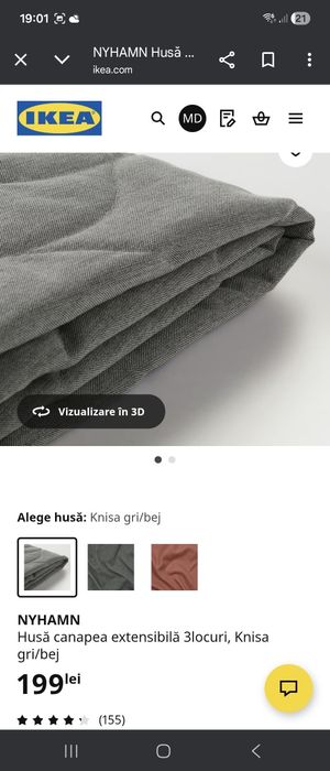 Husa saltea canapea NYHAMN Ikea