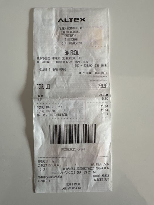 Aparat aerosoli ultrasunete Laica MD6026P NOU