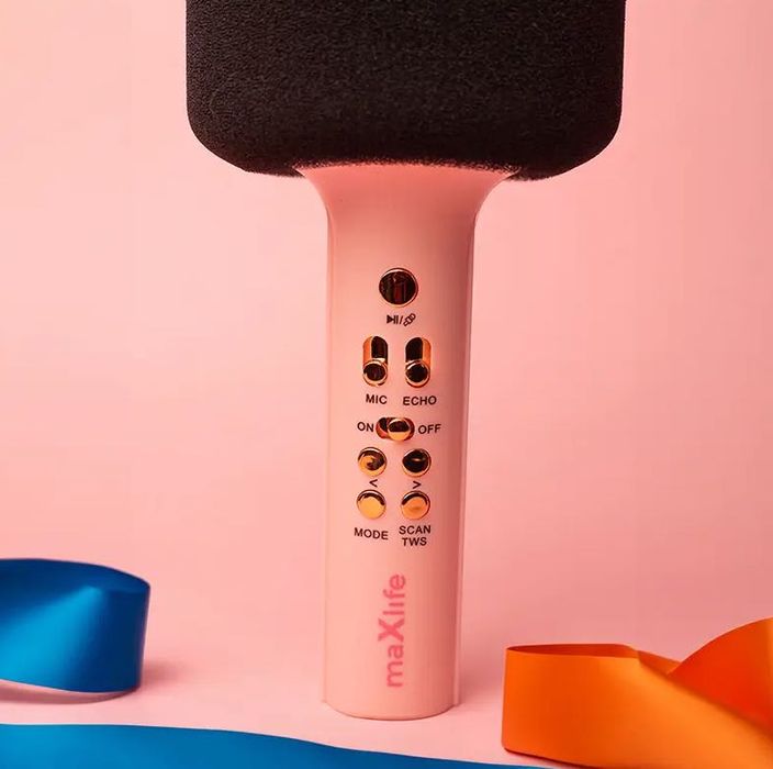Microfon Wireless Maxlife cu Difuzor Incorporat Bluetooth Roz