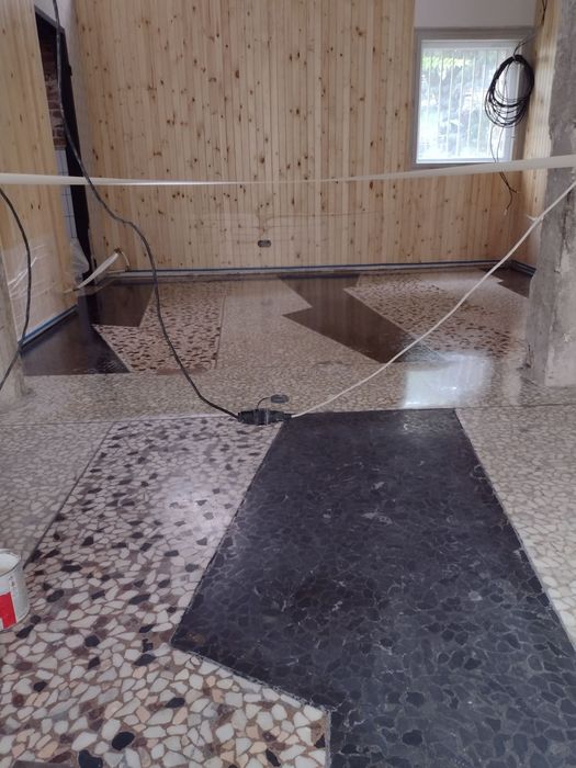 Шлайфане на стара мозайка, мрамор, варовик, гранит и д-р.