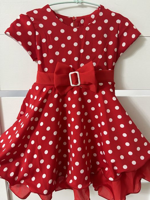 Платье горошек красное для девочек 2-5 лет