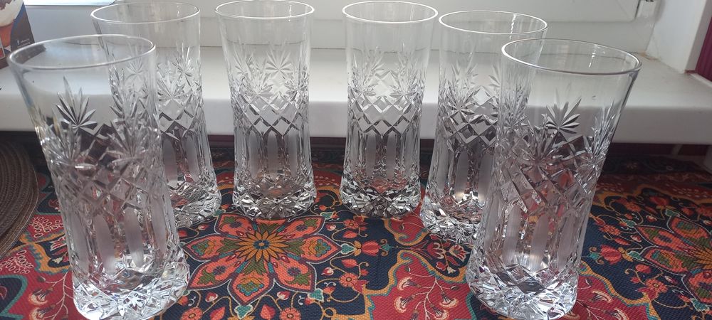 6 кристални чаши за безалкохолни напитки или вода