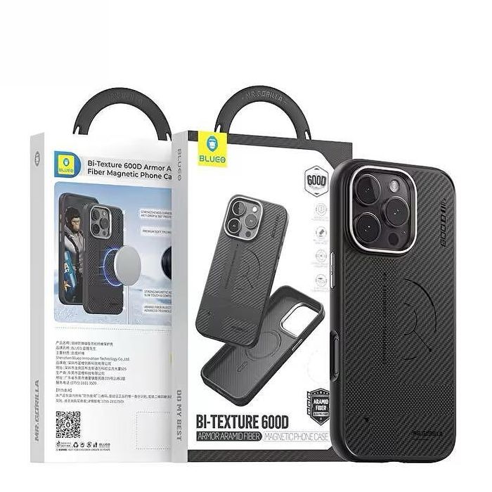 Blueo bi-texture 600d armor aramid fiber magnetic phone case iphone 16