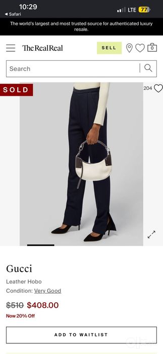 Сумка Gucci Hobo натуральная кожа