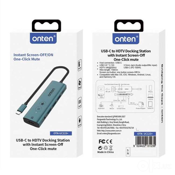 Док-станция Onten UC123+ USB-C универсальный хаб. Есть доставка