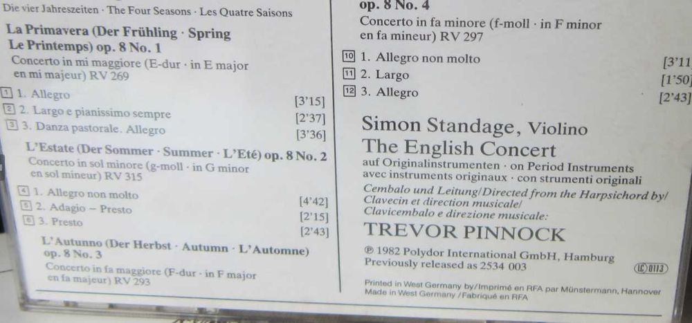 rar Vivaldi Le Quattro Stagioni Anotimpurile 1982 Germany