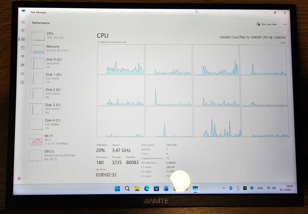 PC intel i5 10400F 4.30 Ghz|RTX 2060|16GB RAM|1TB SSD +1TB HDD|BT+WiFi