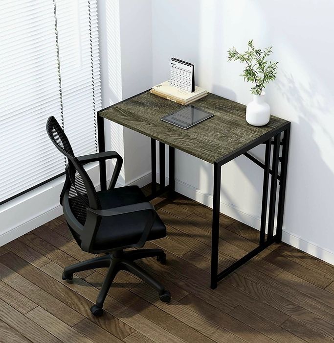 Birou pliabil din metal cu blat de lemn