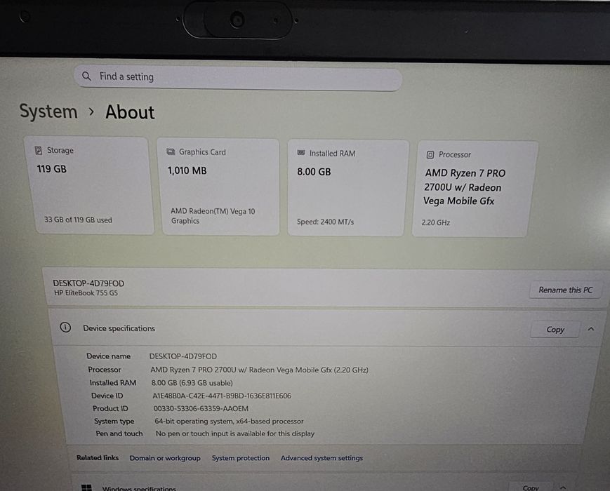 Лаптоп  HP EliteBook 755 G5