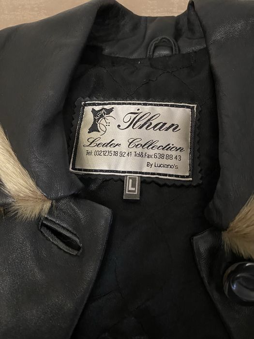 Кожаное демисезонное пальто