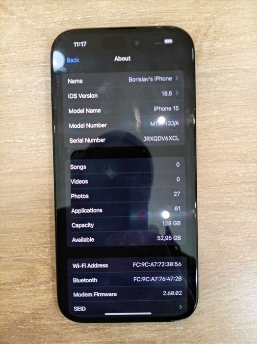 iPhone 15 – 128 GB | 93% Battery Health | Черен