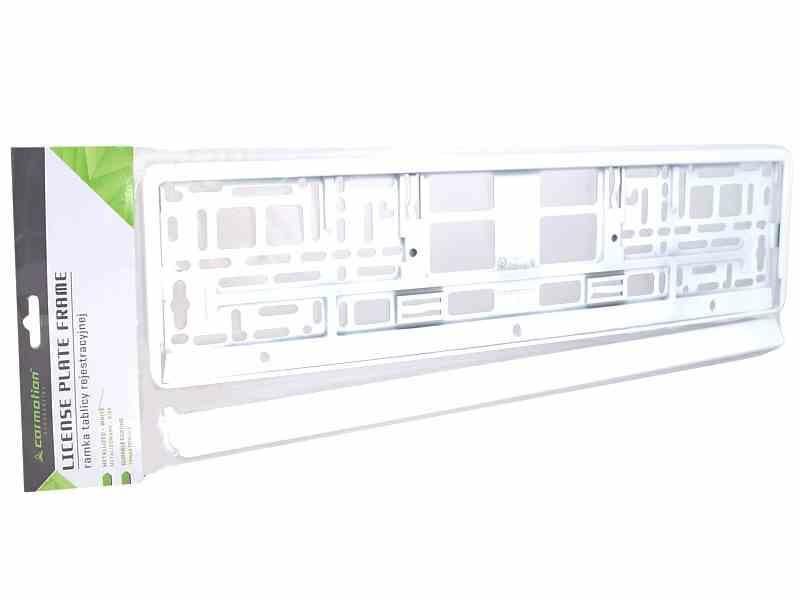 стойка рамка за регистрационния номер метализирана, бяла, 1брой ...