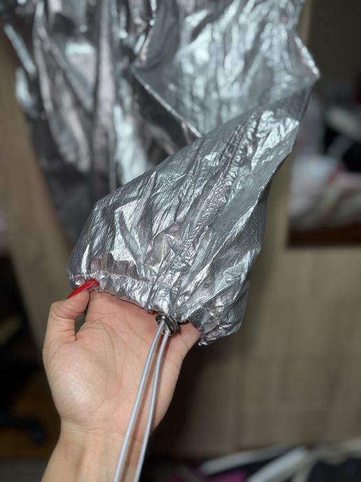 Сив металически сребърен карго панталон, долнище Bershka