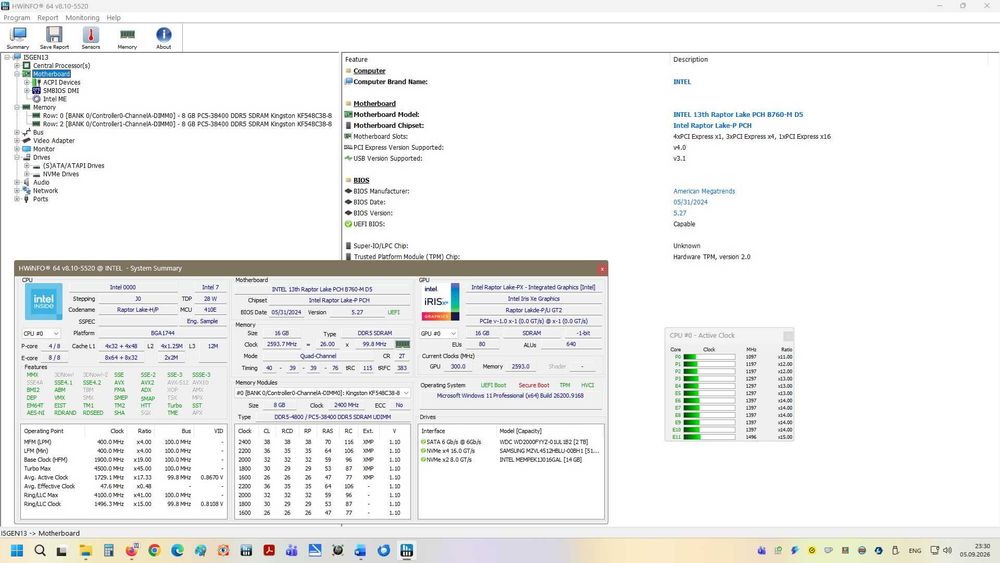 PC Server/foto-video 4k/gaming HD, I5 gen13, 16GB DDR5, 256GB NVME WiFi6 ready