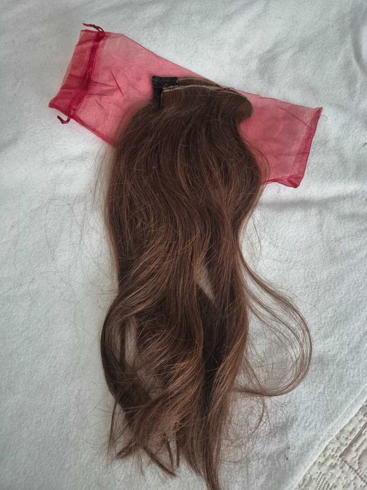 Естествена коса кестенява 65гр.