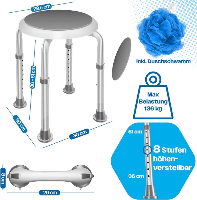 Стол за баня/душ с въртяща се на 360° основа- НОВ