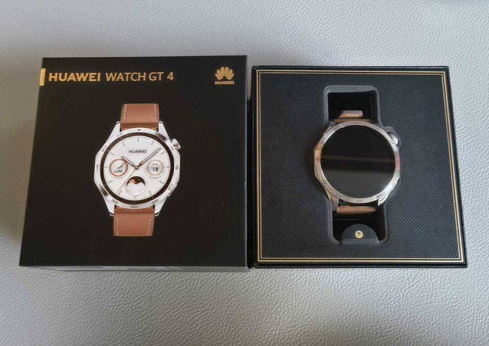 Smartwatch HUAWEI Watch GT4 46mm Brown Leather Strap + garanție 2026