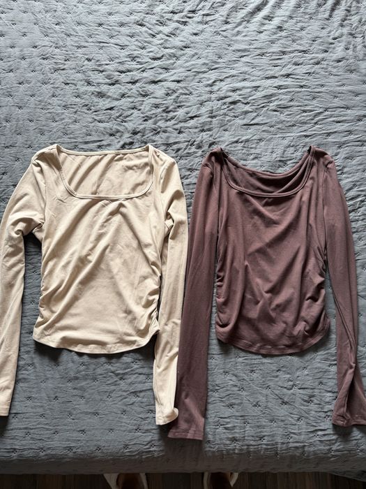 Бежова и кафява спортна блуза