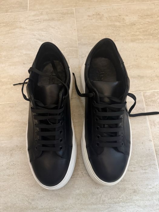 Adidasi negri piele naturala