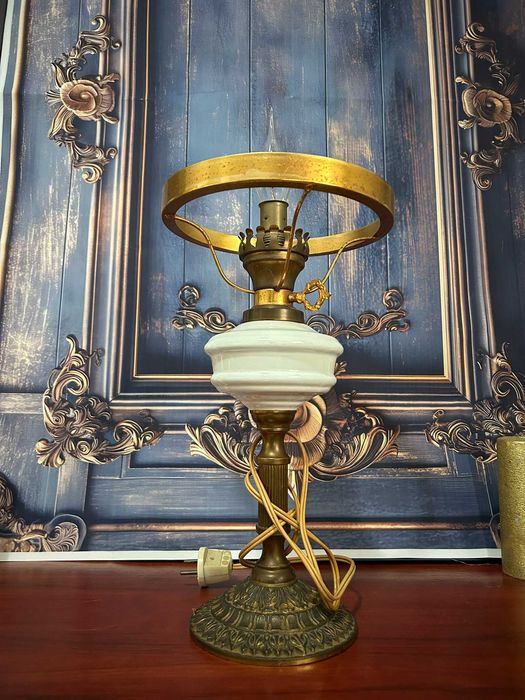 DN308 Lampa electrica 45 cm h 20 cm diametru opalina si 13cm d baza