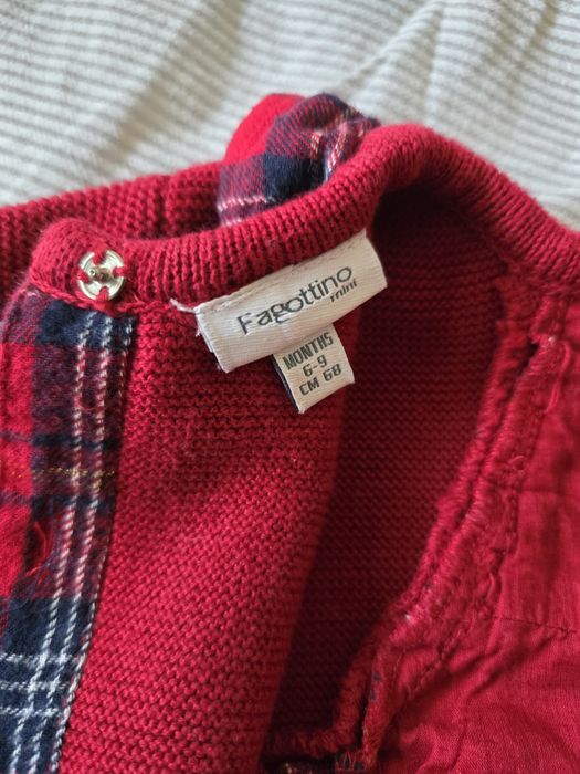 Set rochita Craciun si pulover rosu 6 luni 68cm