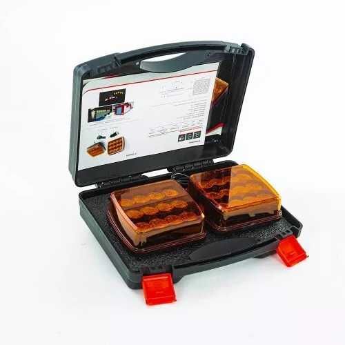 Куфар с 2бр. ЛЕД LED маяк, блиц, буркан с магнит и зарядно , 12V