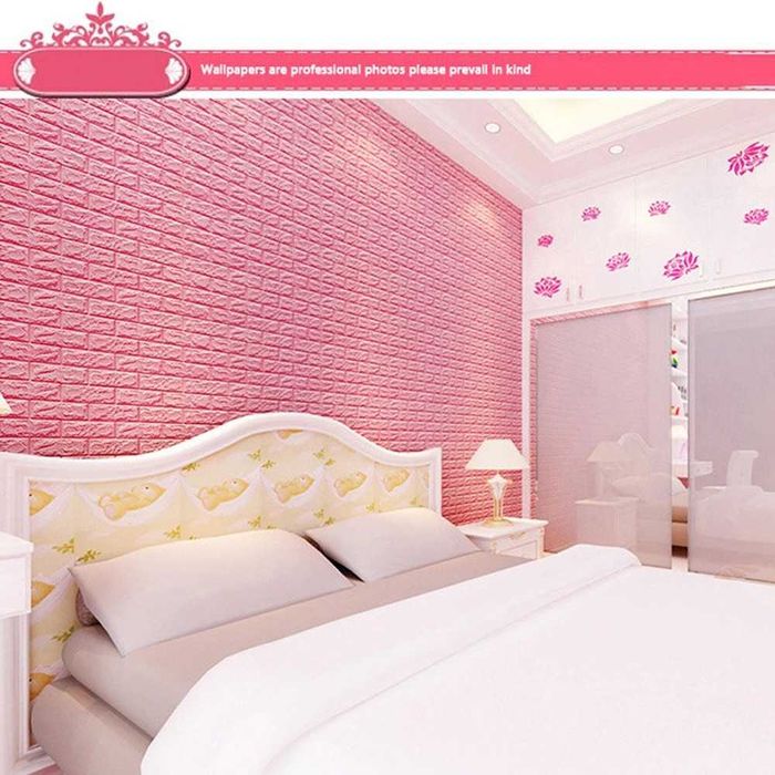 3д тапет тухли  в Розово евтини самозалепващи тапети 3 D пана