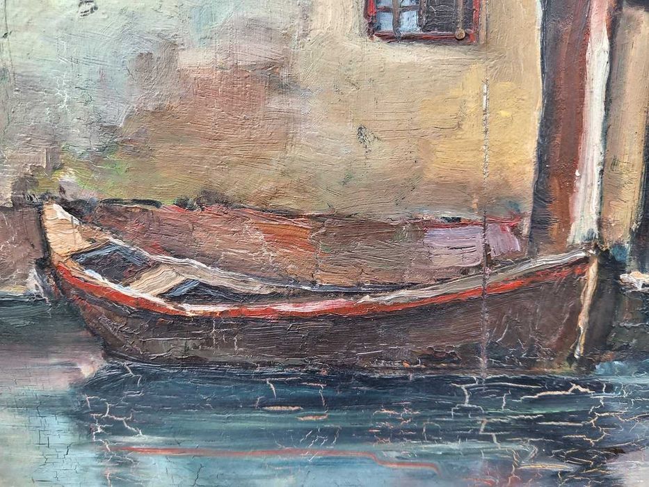 Tablou vechi - reflexii venetiene - semnat Baba