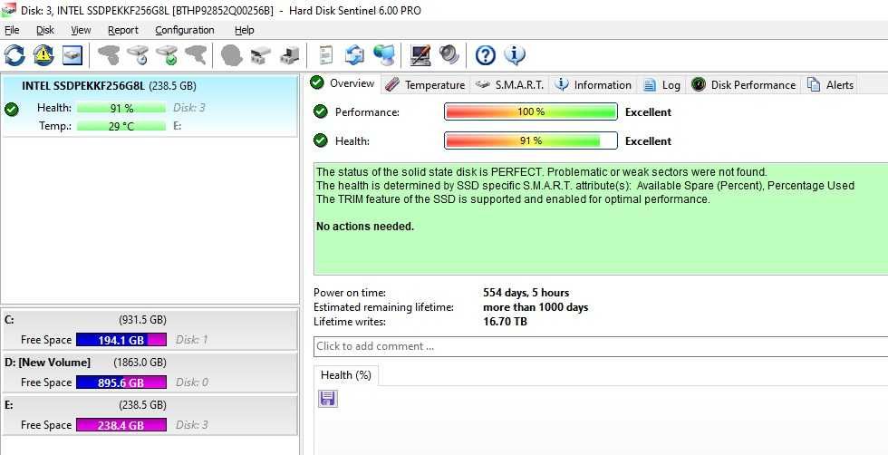 Solid State Drive (SSD) Intel SSDPEKKF256G8L 256GB M.2 NVMe 80mm