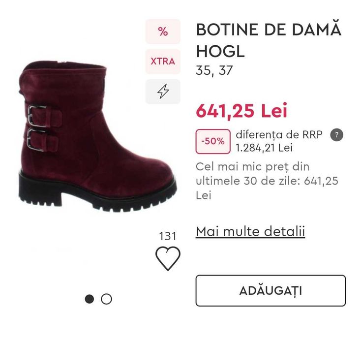 Bocanci din piele naturala, imblaniti cu blana de miel, 36