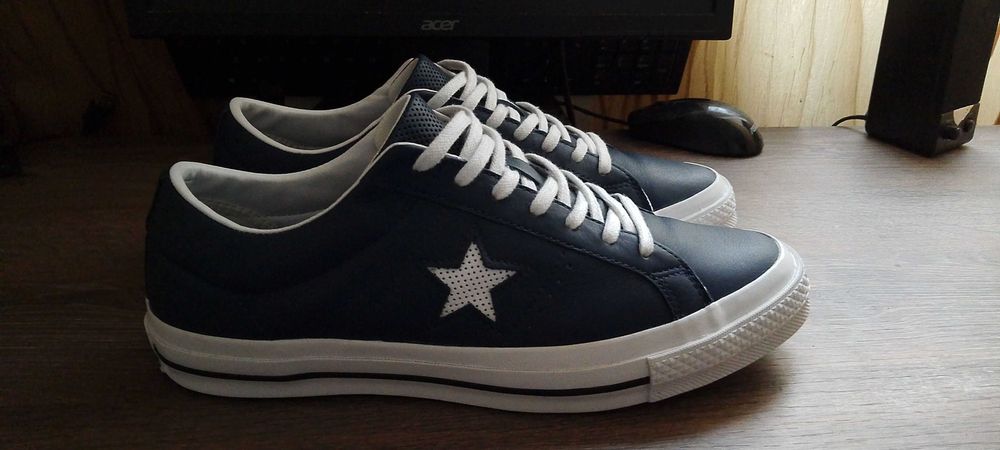 Converse One Star Perforated, Piele, Navy, Masura 43/28 cm, Ca noi