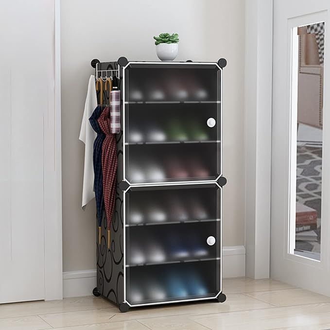 Raft Modular pentru Pantofi, 6 Etaje, Structura Metalica, Negru