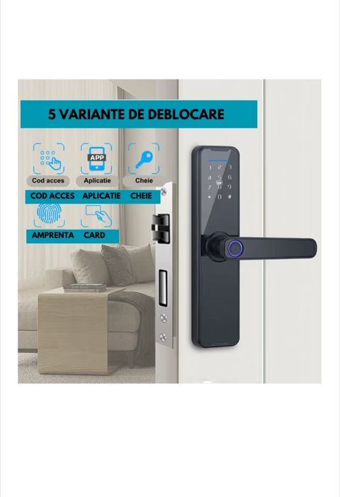 Incuietoare de usa inteligenta, WiFi, Cu telecomanda , Amprenta