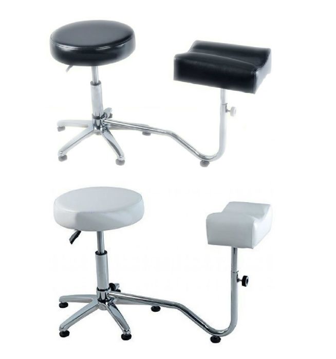 Scaun cu Suport Pedichiura alb/negru- Structura Metalica - Mobilier