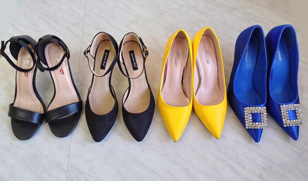 Чисто НОВИ дамски елегантни обувки с тънък ток. Не са обувани. № 38
