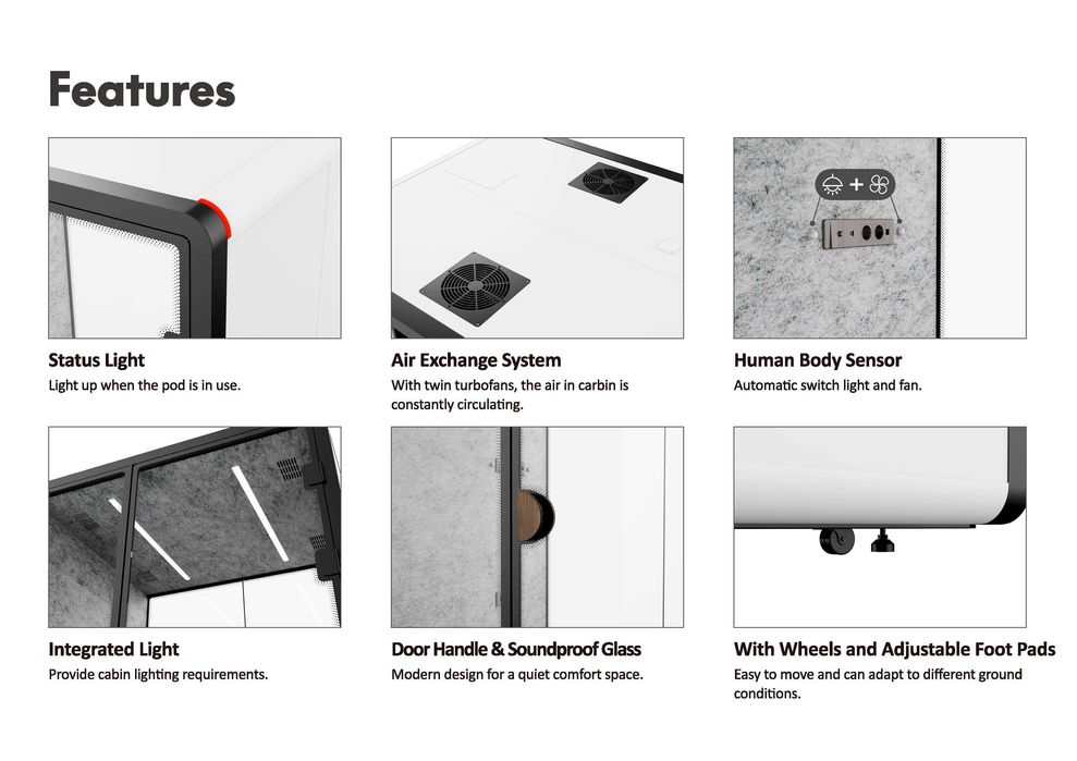 Звукоизоляционные кабинки FlexiSpot, с акустическими панелями