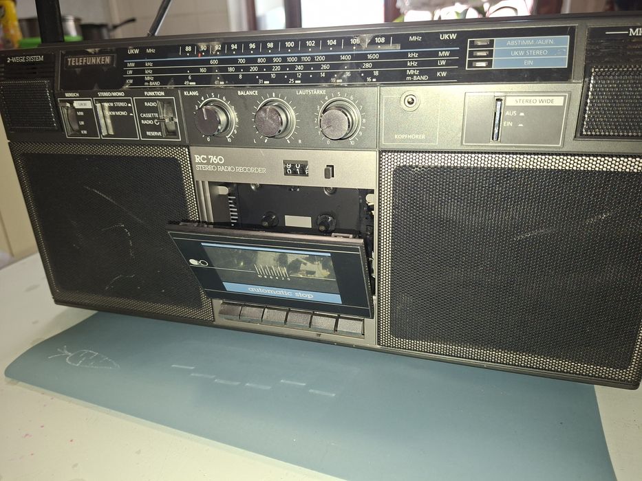 Telefunken RC760, Radiocasetofon Stereo ,Germany 1987,  radio 4 benzi, funcțional, 2 Way Speakers