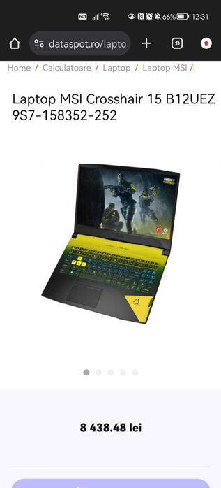 Laptop Gaming MSI Crosshair 15 B12UEZ – i7-12700H / RTX 3060 /