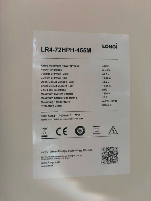 Panouri Fotovoltaice LONGi 455W Hi-MO - Eficienta mare