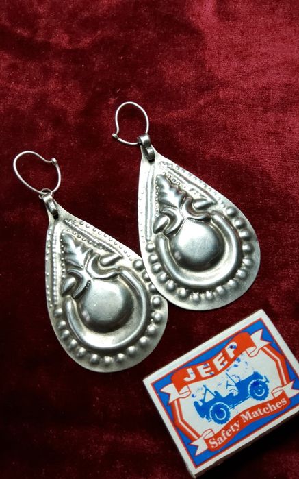 Серьги массивные, серебро.