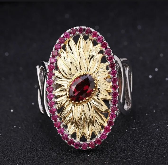 Натуральный гранат серебро рубин