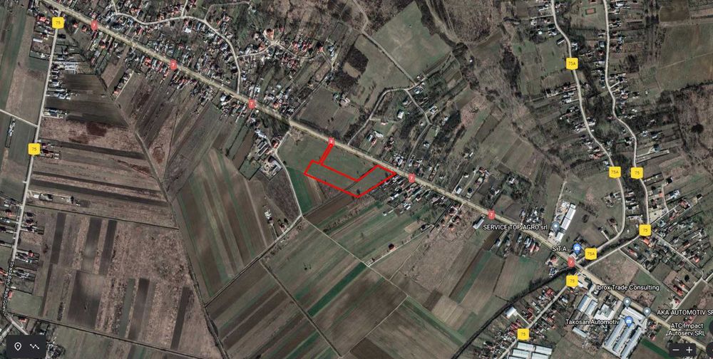 Închiriez Teren 1.74 Ha, deschidere 70m la DN 7 (Pitești - București) - Călinești (Ciocănești)