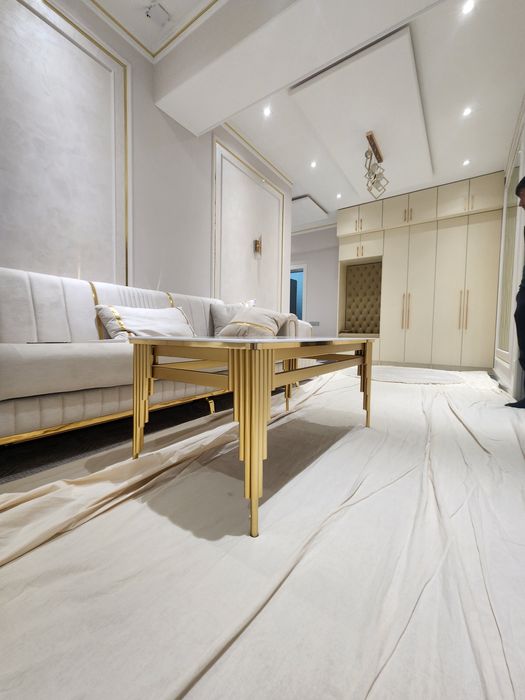 Журнальный стол большой лофт стол для гостинной Белый/Чёрный 120×60.