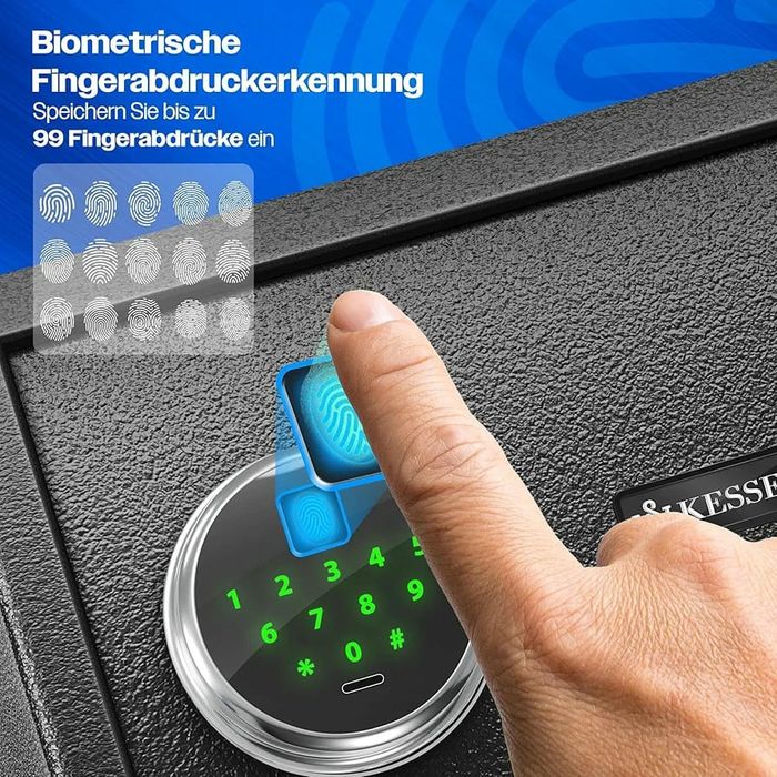 Seif cu amprenta cod sau chei