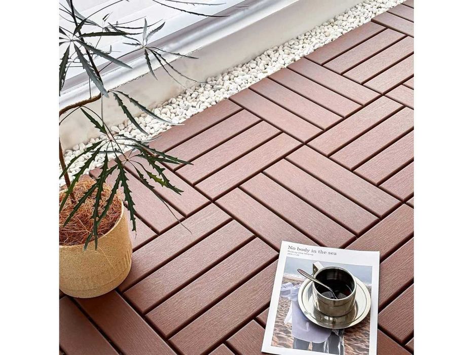 Decking modular exterior aspect lemn maro pardoseală modulară terasa